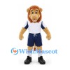 Lion Mascot Costume in Tan with White Sports Shirt and Navy Shorts