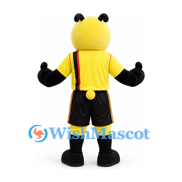 Panda Mascot Costume in Yellow and Black with Yellow Sports Shirt