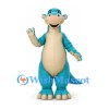 Dinosaur Mascot Costume in Teal with Cream Belly and Long Tail