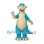 Dinosaur Mascot Costume in Teal with Cream Belly and Long Tail