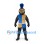 Knight Mascot Costume in Black Armor with Blue and Gold Tabard