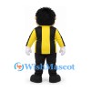 Man Mascot Costume with Glasses Yellow and Black Striped Shirt and Black Trousers