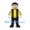 Man Mascot Costume with Glasses Yellow and Black Striped Shirt and Black Trousers