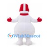 Snowman Mascot Costume with Red Striped Hat Scarf and Mittens
