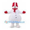 Snowman Mascot Costume with Red Striped Hat Scarf and Mittens