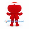 Octopus Mascot Costume in Red with White Headband and Blue Neck Tie