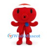 Octopus Mascot Costume in Red with White Headband and Blue Neck Tie
