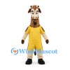 Giraffe Mascot Costume in Brown and Cream with Yellow Sports Uniform