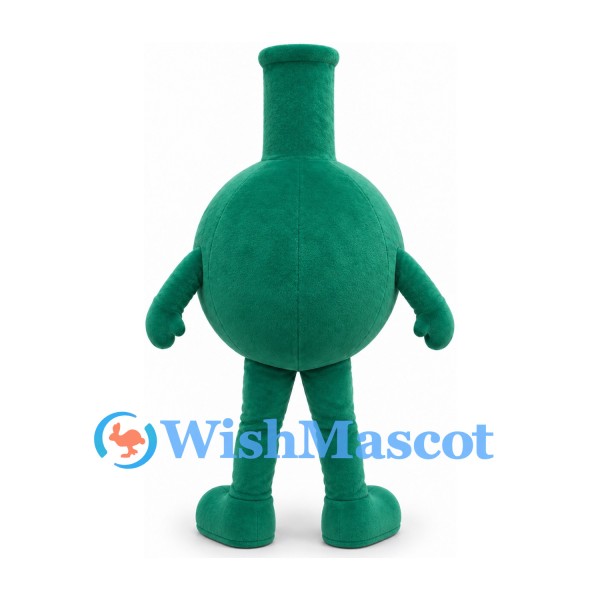 Flask Mascot Costume in Green with Rounded Body and Long Neck