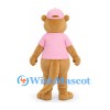 Otter Mascot Costume in Tan with Pink Polo Shirt and Cap