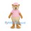 Otter Mascot Costume in Tan with Pink Polo Shirt and Cap