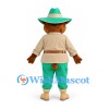 Bear Mascot Costume in Brown with Tan Shirt Green Trousers and Cowboy Hat