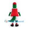 Crocodile Mascot Costume in Green with Red Shirt White Sports Shorts and Cap