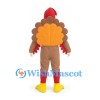 Turkey Mascot Costume in Brown and Red with Large Orange Fan Tail