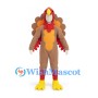 Turkey Mascot Costume in Brown and Red with Large Orange Fan Tail
