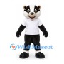 Badger Mascot Costume in Black and White with White Shirt
