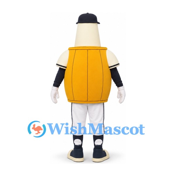Barrel Character Mascot Costume in Orange and Cream with Black Hat