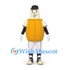 Barrel Character Mascot Costume in Orange and Cream with Black Hat