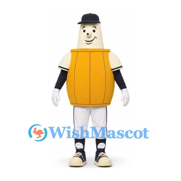 Barrel Character Mascot Costume in Orange and Cream with Black Hat