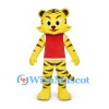Tiger Mascot Costume in Yellow with Red Sleeveless Shirt