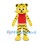 Tiger Mascot Costume in Yellow with Red Sleeveless Shirt