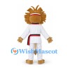 Lion Mascot Costume in Tan with Karate Uniform and Black Belt
