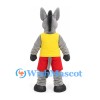 Donkey Mascot Costume in Gray with Yellow Shirt and Red Shorts