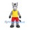 Donkey Mascot Costume in Gray with Yellow Shirt and Red Shorts