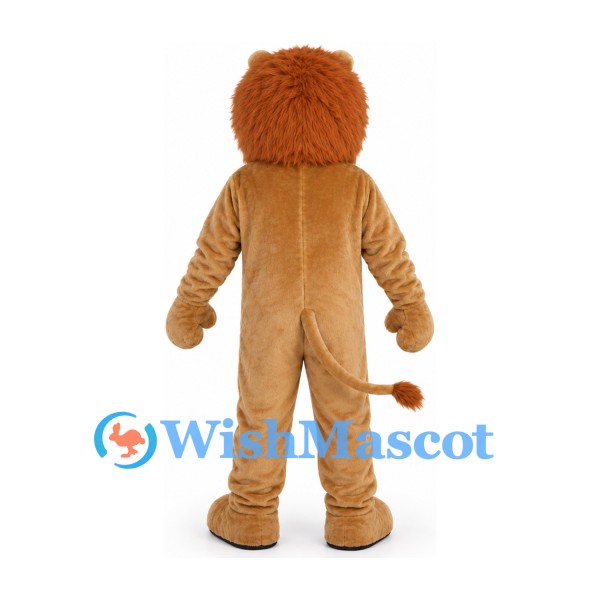Lion Mascot Costume in Tan with Orange Mane and Long Tail