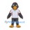 Bird Mascot Costume in Gray with White Sports Shirt and Orange Feet
