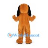 Dog Mascot Costume in Orange with Long Black Ears and Red Tongue