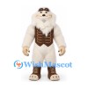 Yeti Mascot Costume in Cream with Goggles Brown Vest and Boots