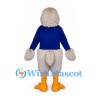 Eagle Mascot Costume in Gray with Blue Sweater and Orange Feet