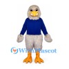 Eagle Mascot Costume in Gray with Blue Sweater and Orange Feet