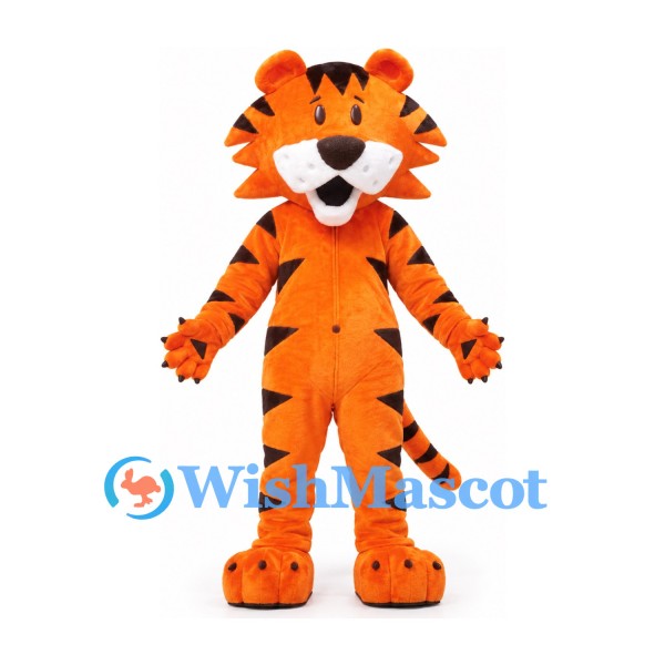 Tiger Mascot Costume in Orange with White Belly and Black Stripes