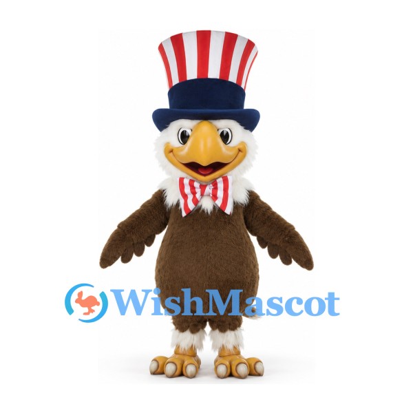 Eagle Mascot Costume with Red White and Blue Top Hat and Bow Tie