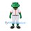 Frog Mascot Costume in Green with White Baseball Uniform and Orange Trim