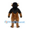 Minotaur Mascot Costume in Black and Brown with Horns and Hooves