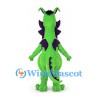 Dragon Mascot Costume in Lime Green with Purple Spines and Belly Spots