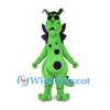 Dragon Mascot Costume in Lime Green with Purple Spines and Belly Spots