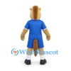 Horse Mascot Costume in Tan with Blue Pinstriped Sports Uniform