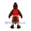Eagle Mascot Costume in Brown with Red Sports Uniform and Headband