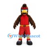Eagle Mascot Costume in Brown with Red Sports Uniform and Headband