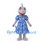 Shark Mascot Costume in Gray with Blue Floral Dress and Yellow Necklace