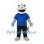 Shark Mascot Costume in Gray with Blue Shirt and Black Trousers