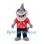 Shark Mascot Costume in Gray with Glasses and Red Tropical Shirt