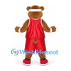 Chipmunk Mascot Costume in Brown with Red Basketball Uniform and White Headband