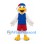 Duck Mascot Costume in White with Blue Shirt Red Shorts and Baseball Cap