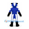 Wolf Mascot Costume in Blue Black and White with Blue Football Jersey