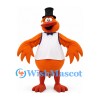 Bird Mascot Costume in Orange with Black Top Hat and White Shirt